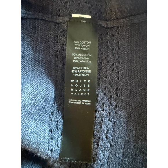 White House Black Market Blue Grey Knit Wrap Shawl Fringe Wrap Scarf M/L NWOT - Picture 9 of 9